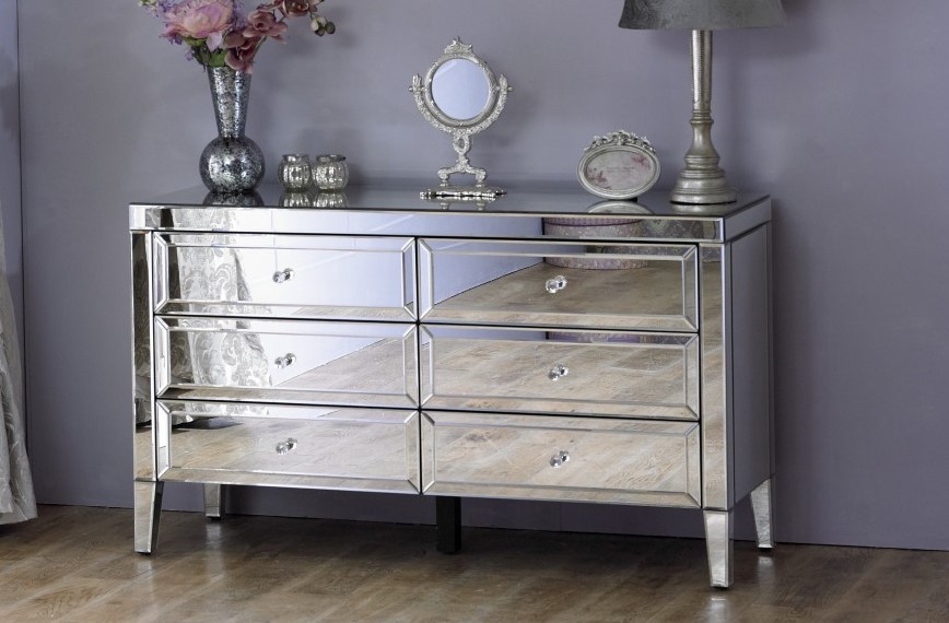 Valencia Mirrored 6 Drawer Chest of Drawers | Chest of Drawers at