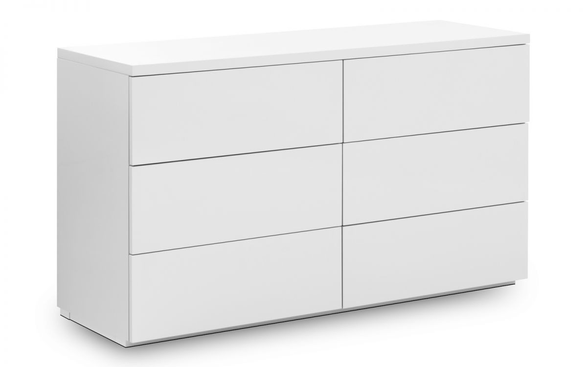 Monaco 6 Drawer White High Gloss Chest Chest Of Drawers At Elephant   Julian Bowen Monaco 6 Drawer White High Gloss Chest A 